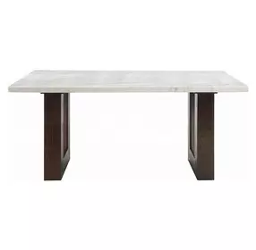 Edwyn White and Espresso 68" Rectangular Marble Top Dining Table