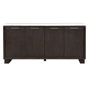 Edwyn White and Espresso 4 Door Marble Top Server