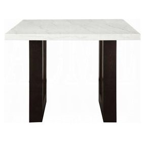 Edwyn White and Espresso 48" Square Marble Top Counter Height Table
