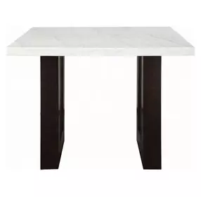 Edwyn White and Espresso 48" Square Marble Top Counter Height Table