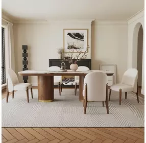 Willene White and Dark Oak 94" Rectangular Ceramic Top Dining Room Set