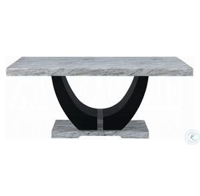 Caralin Engineered Stone and Black 70" Rectangular Dining Table