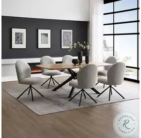Lawton Natural and Black Rectangular Dining Room Set