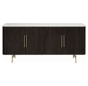 Clayten White and Espresso 4 Door Marble Top Server