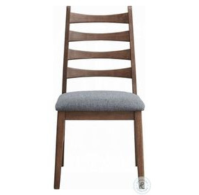 Mayah Dark Gray Linen and Walnut Side Chair Set of 2