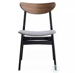 Rebi Gray Linen and Walnut Black Side Chair Set of 2