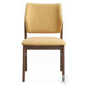 Sarha Yellow Linen and Walnut Side Chair Set of 2