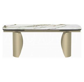 Cora White and Golden Champagne 119" Extendable Rectangular Dining Table