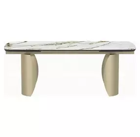 Cora White and Golden Champagne 119" Extendable Rectangular Dining Table