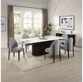 Clayten White and Espresso 95" Rectangular Marble Top Dining Room Set