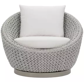 Savaii White Performance Fabric Outdoor Swivel Chair