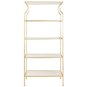 Dorothy Gold Leaf Etagere with 4 Glass Shelves