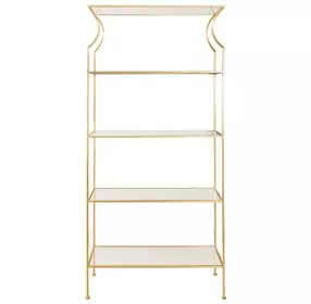 Dorothy Gold Leaf Etagere with 4 Glass Shelves