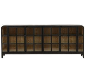 Ariston Black and Natural 4 Glass Door Sideboard