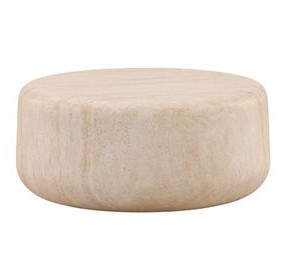 Kassia Faux Travertine Lightweight Concrete Round Outdoor Coffee Table