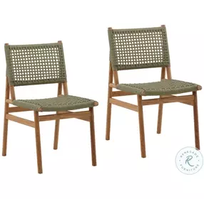 Francisc Green And Natural Outdoor Dining Chair Set of 2