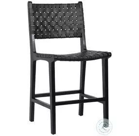 Dal Antique Black Leather Counter Height Stool