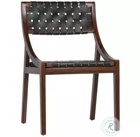 Camil Black Leather And Dark Brown Wood Dining Chair