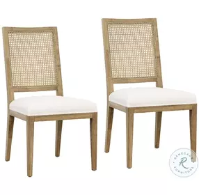 Norto Natural Warm Wash And White upholstery Dining Chair Set of 2