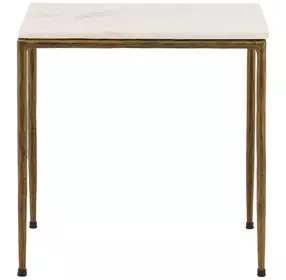 Perugia White and Gold Square Marble Top Side Table