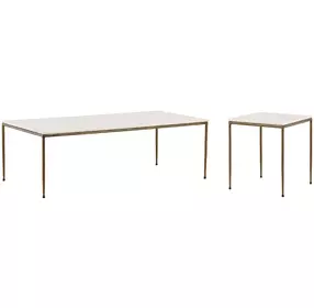 Perugia White and Antique Brass Occasional Table Set