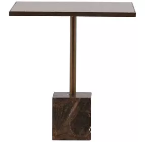Kasen Brown and Green 28" Square Marble Top Bistro Table