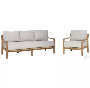 Lex Fairfax Taupe And Natural Teak Outdoor Living Room Set