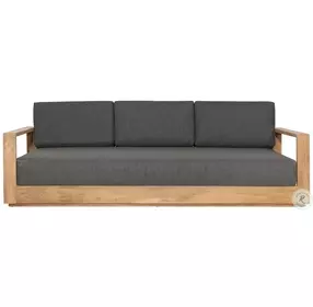 Darlen Charcoal And Natural Teak 95" Outdoor Sofa