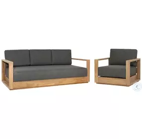 Darlen Charcoal And Natural Teak Outdoor Living Room Set