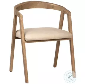 Jense Antique Wood Sealed And Beige Fabric Dining Chair