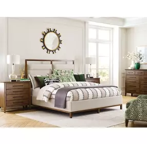 Abode Medium Stain Upholstered Panel Bedroom Set