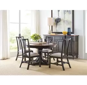Bromefield Bridgetown Black and Heritage Maple Oval Extendable Dining Room Set
