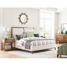 Monogram Walnut Pinehurst Medium Stain Upholstered Panel Bedroom Set
