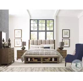 Skyline Smoke Meadowood Upholstered Panel Bedroom Set With Bench Footboard