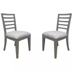 Pure Modern Beige Performance Fabric Ladder Back Dining Chair Set Of 2
