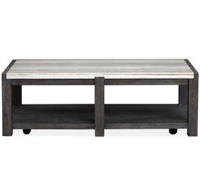 Plum Creek Ravenwood Black and White Rectangular Marble Top Cocktail Table