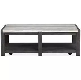 Plum Creek Ravenwood Black and White Rectangular Marble Top Cocktail Table