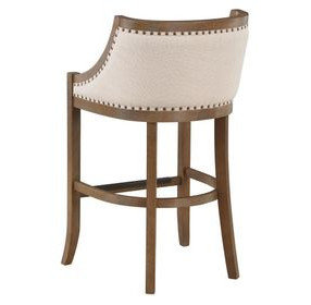 Houston Ivory Upholstered Bar Stool with Nailhead Trim