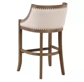 Houston Ivory Upholstered Bar Stool with Nailhead Trim