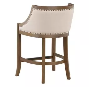 Houston Ivory Upholstered Counter Height Dining Stool with Nailhead Trim