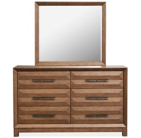 Callisto Bourbon Brown 6 Drawer Dresser with Rectangular Mirror