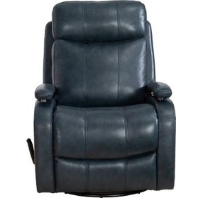 Duffy Ryegate Sapphire Blue Leather Swivel Glider Recliner