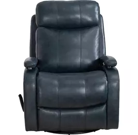 Duffy Ryegate Sapphire Blue Leather Swivel Glider Recliner