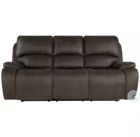 Brookings Brown Power Reclining 88" Sofa Power Headrest And Footrest