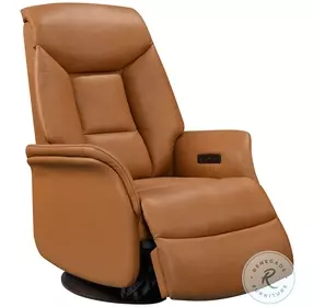 Victero Camel Leather Swivel Glider Recliner
