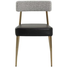 Ashwin Bravo Black and Helios Check Black Upholstered Stackable Dining Chair Set of 2