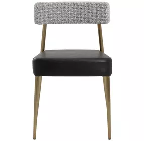 Ashwin Bravo Black and Helios Check Black Upholstered Stackable Dining Chair Set of 2