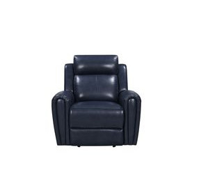Jonathan Blue Leather Glider Power Recliner with Power Headrest and USB Charging