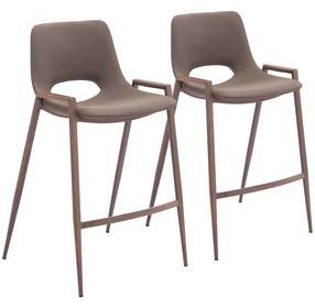 Desi Brown and Walnut Counter Height Stool Set of 2