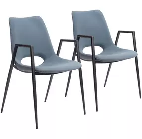 Desi Blue and Black Dining Chair Set of 2